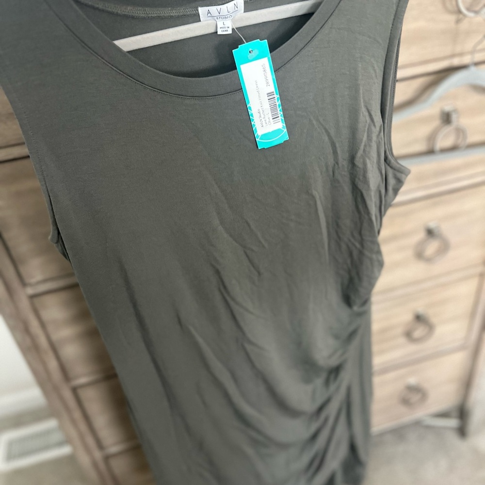 Olive Green Sleeveless Tank Dress